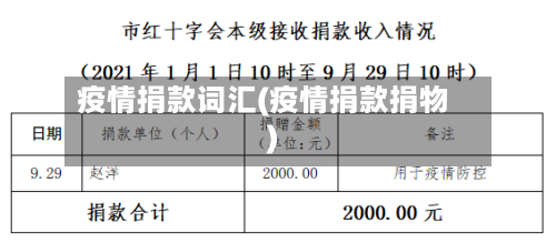 疫情捐款词汇(疫情捐款捐物)-第1张图片